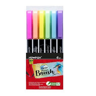 Caneta Brush pen aquarelável tom Pastel com 6 cores – NEWPEN - Fofuras da  Sol papelaria - Sacolão