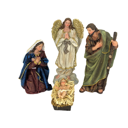 Imagem Presépio da Sagrada Família 4 peças Resina 20 cm