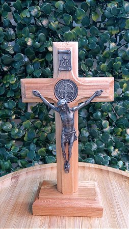 Crucifixo de Madeira 12 cm de Mesa -  São Bento