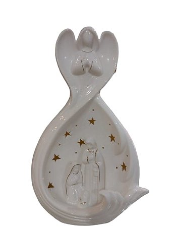 ANJO SAGRADA FAMILIA PORCELANA LED 36CM