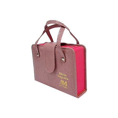 Bíblia Bolso com Alça Rosa Compacta