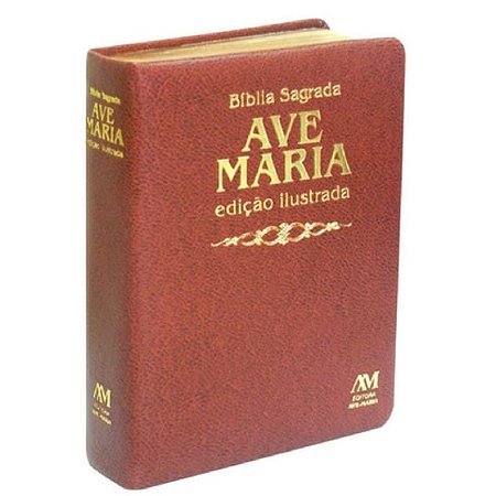 Bíblia Ave Maria Ilustrada Luxo Média Marrom