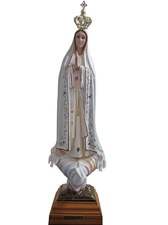 Imagem Nossa Senhora de Fátima 35cm Pintada com Olho de Vidro