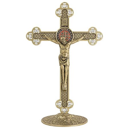 Crucifixo São Bento com Strass 25cm