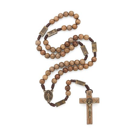 Terço Madeira Imbuia 10mm com Mistérios