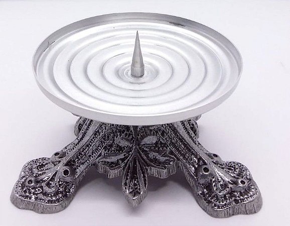 Castiçal Candelabro Suporte Para Vela Com Pino Prata Envelhecido