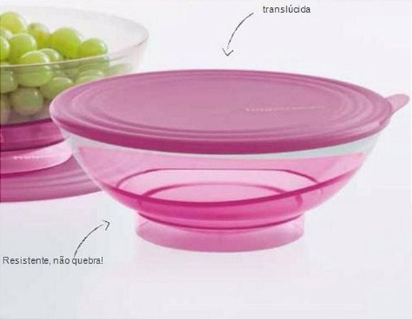 tigela elegancia 1,5 L rosa policarbonato - Tupperware na Web