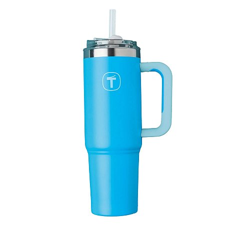 Copo Térmico Big T Com Canudo Tupperware Azul 1,1L