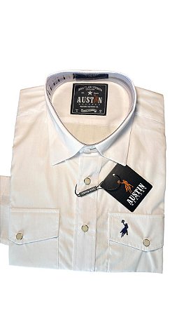 Camisa Masculina Austin Western Lisa 2 Botões Branca
