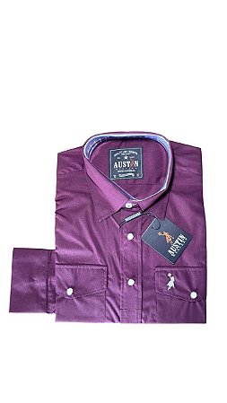 Camisa Masculina Austin Western Lisa 2 Botões Vinho