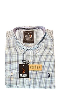 Camisa Masculina Xadrez Austin Western Manga Longa Slim