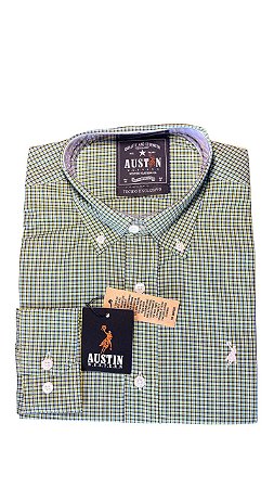 Camisa Masculina Xadrez Austin Western Manga Longa Slim