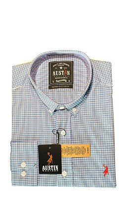 Camisa Masculina Xadrez Austin Western Manga Longa Slim