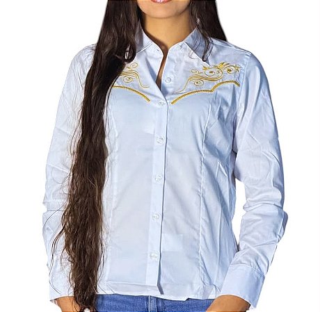 Camisete Feminina Bordada Austin Western Branca