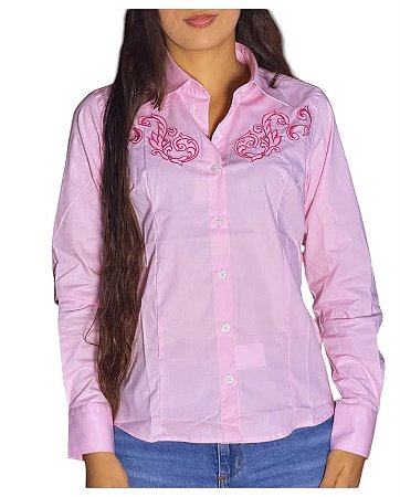 Camisete Feminina Bordada Austin Western Rosa
