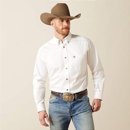 Camisa Masculina Importada Ariat Classic Fit Branca