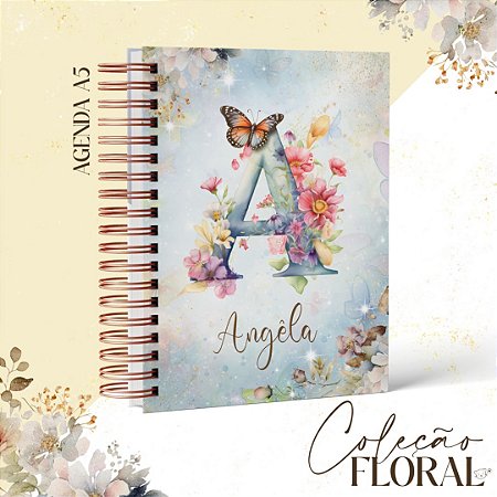 Agenda A5 personalizada Floral - Coleção 2024