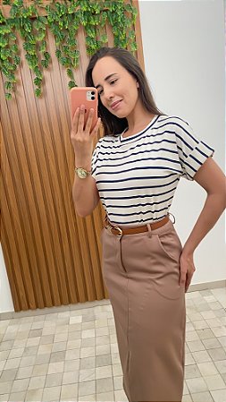 Blusa Com Listras Azuis