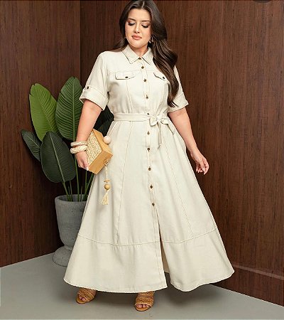 Vestido longo no off-white