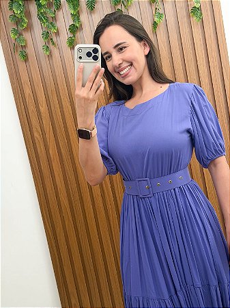 Vestido midi azul serenity