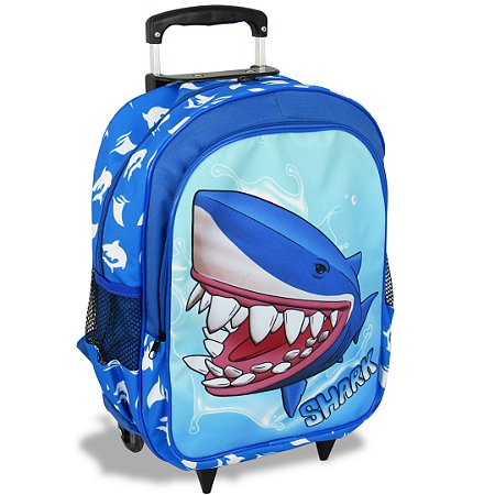 Mochila Rodinhas Shark Tubarão Tamanho G - Vou Leve