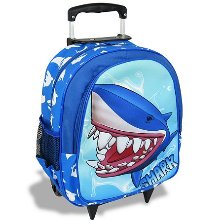 Mochila Rodinhas Shark Tubarão Tamanho M - Vou Leve