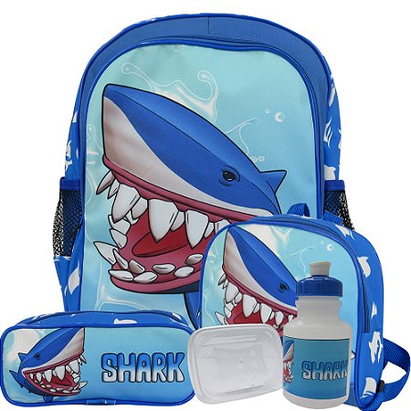 Kit Mochila Costas Shark Tubarão Tamanho G - Vou Leve