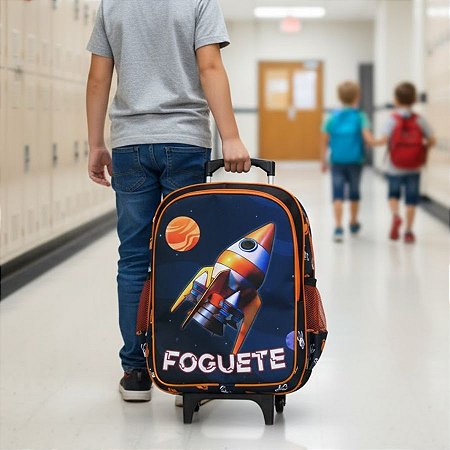 Mochila Rodinhas Foguete Tamanho G - Vou Leve