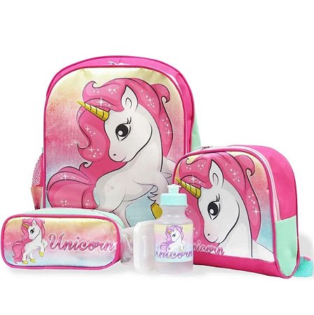 Kit Mochila Costas Unicórnio Fantasy Tamanho G - Vou Leve