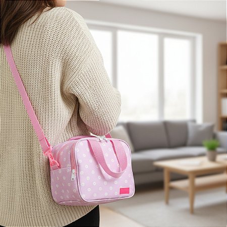 Lancheira Térmica Margaridas Rosa - Vou Leve