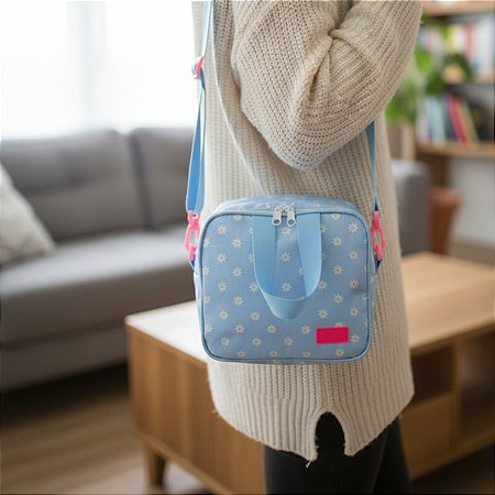 Lancheira Térmica Margaridas Azul - Vou Leve