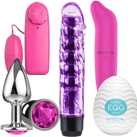 Kit Plug Anal, Vibrador Golfinho Ponto  G, Vibrador Bullet, Egg Masturbador, Personal Vibrador Feminino - Total 5 itens