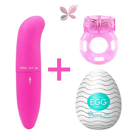 Kit Vibrador Ponto G, Anel Peniano, Egg Masturbador - Total 3 itens