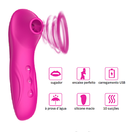 Vibrattore Estimulador Sugador Recarregável 10 Frequências de Sucção
