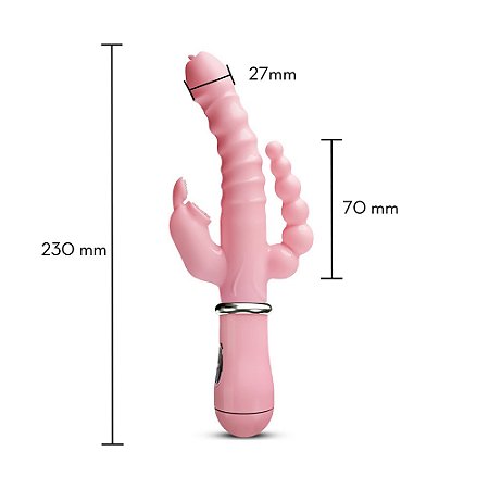 Vibrador Clitóris 3 em 1 Anal Vaginal Estimulador Massageador Ponto G 12 Vibrações USB