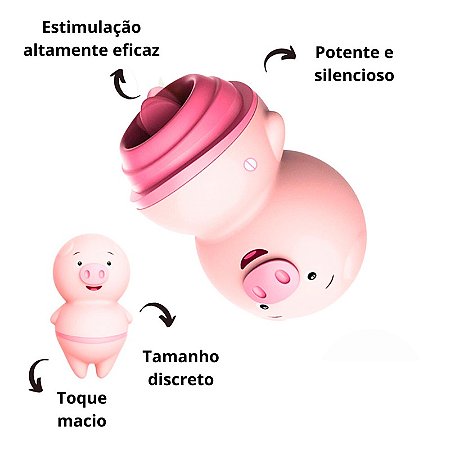Vibrador Porquinho Masturbador Feminino Com Estimulador De Língua Recarregável