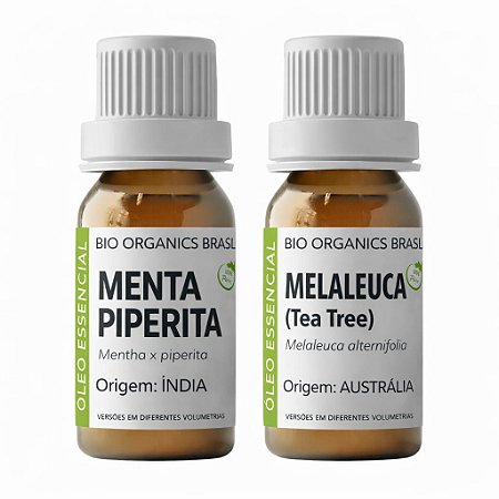 Kit Óleo Essencial Menta piperita 10ml + Óleo Essencial Melaleuca 10ml