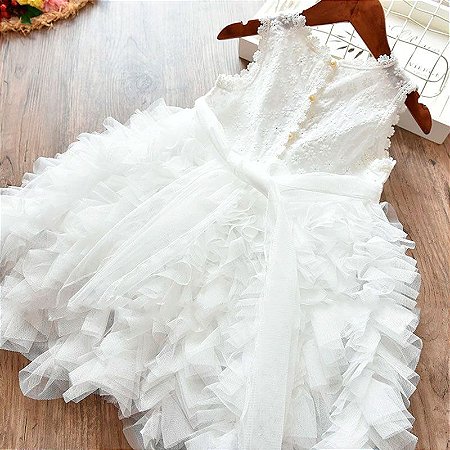 Vestido Infantil Branco de verão para Batizado ou Dama de Honra - Vestidos  de Festa Infantil Temática de Desenho, Batizado, Apresentação e Noivinhas  em geral