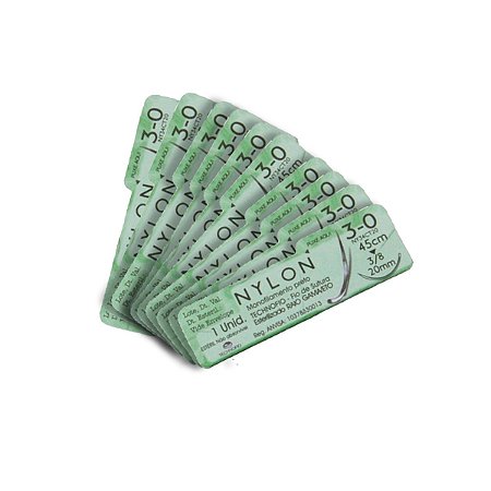 Fio De Sutura Nylon Não Absorvível Com 10 Unidades