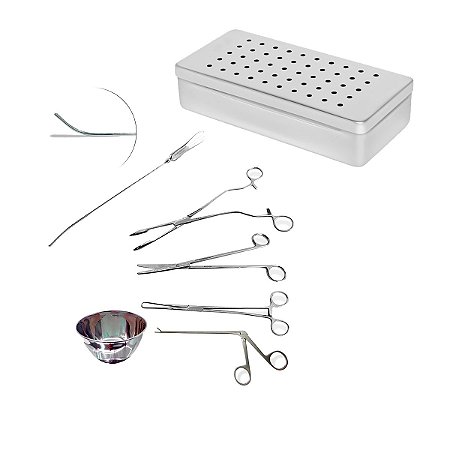 Kit Colocação De Diu 7 Pças Com Estojo E Pinça Hartman Jacaré