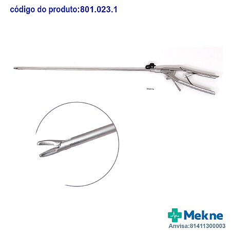 PORTA AGULHA 5*330 mm EMPUNHADURA TIPO "V" LEVE (CURVA ESQUERDA)