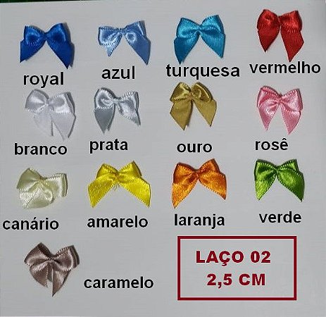 Laço Largo - nº 02 - 25 mm - (Pacote com 10 laços) - Cores na descrição.