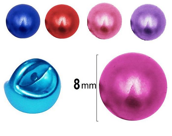 Botão Pérola -  8mm - pcte com 12 unidades da mesma cor - Lilás, Pink, Rosa e Azul