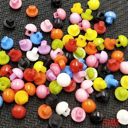 Micro Botão c/ Pé - 5 mm - *Pacote com 50 botões de cores variadas*