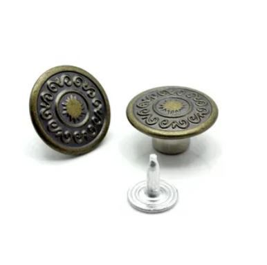 Botão Fixo Eberle 17 mm Ouro Velho - Embalagem com um par