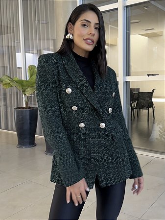 BLAZER TWEED - Outlet    (Cores: preto / verde)