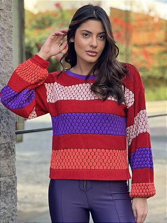 TRICOT MARI    (Cores: preto / vermelho) - Outlet