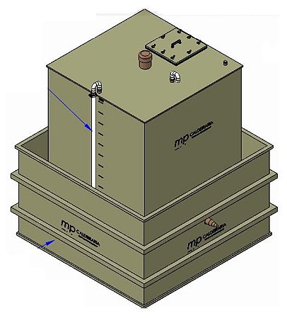 Tanque de armazenamento quadrado com bacia de contenção