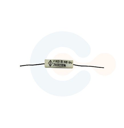 Resistor De Fio 7K5 5W - 5% - Ceramica