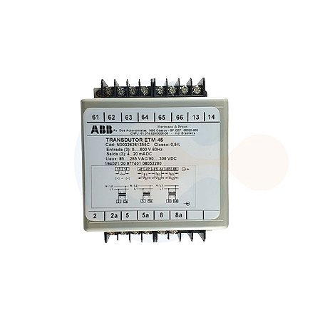 Transdutor de Tensão CA ETM45 (3) 0 a 600V/ 4 a 20mADC/ Alim 85 a 265VVAC/90 a 300VDC Classe 0,5%